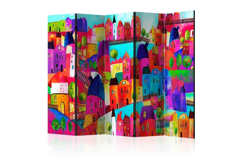 Rumsavdelare Rainbow-Hued Town II 225x172 cm - Artgeist sp. z o. o. — Artgeist sp. z o. o.