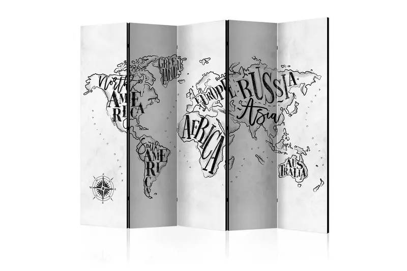 Rumsavdelare - Retro Continents (Grey) II 225x172 - Artgeist sp. z o. o. — Artgeist sp. z o. o.