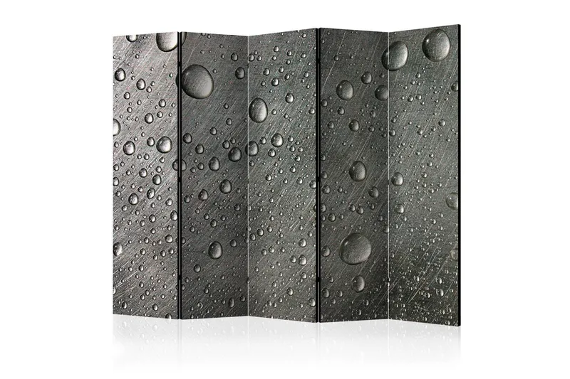Rumsavdelare - Steel surface with water drops II 225x172 - Artgeist sp. z o. o. — Artgeist sp. z o. o.