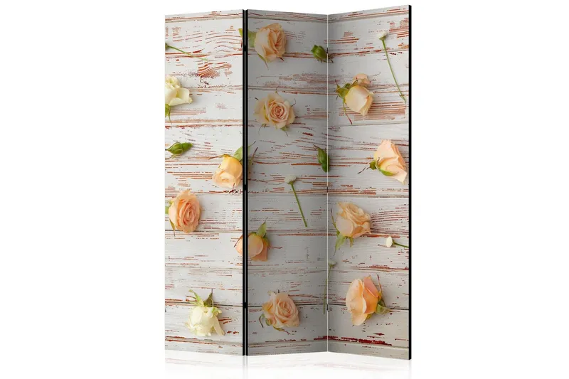 Rumsavdelare - Wood & Roses 135x172 - Artgeist sp. z o. o. — Artgeist sp. z o. o.