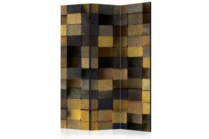 Rumsavdelare - Wooden cubes 135x172 - Artgeist sp. z o. o. — Artgeist sp. z o. o.