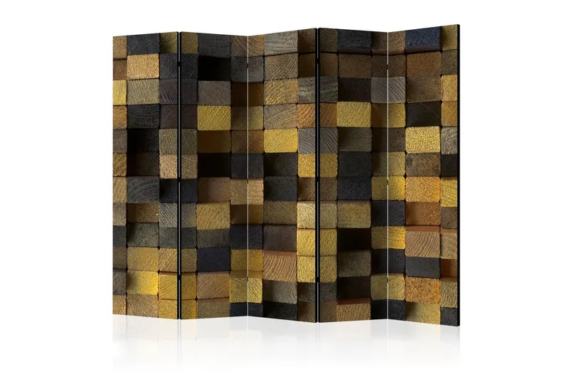 Rumsavdelare - Wooden cubes II 225x172 - Artgeist sp. z o. o. — Artgeist sp. z o. o.