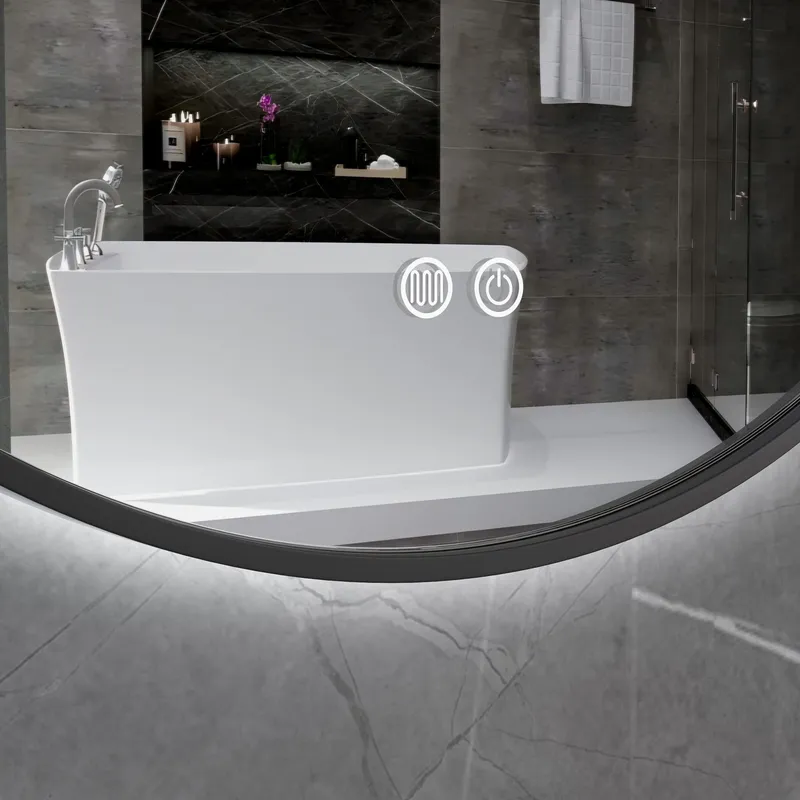 Rund badrumsspegel 80 cm \| Svart ram \| LED-belysning \| Anti-fog & touch-styrning