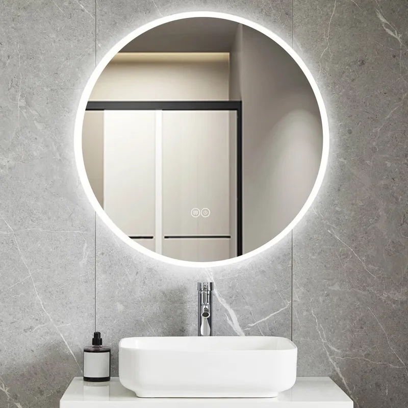 Rund badrumsspegel 80cm med LED-lyse | Anti-fog & touch-styrning — Lyfco