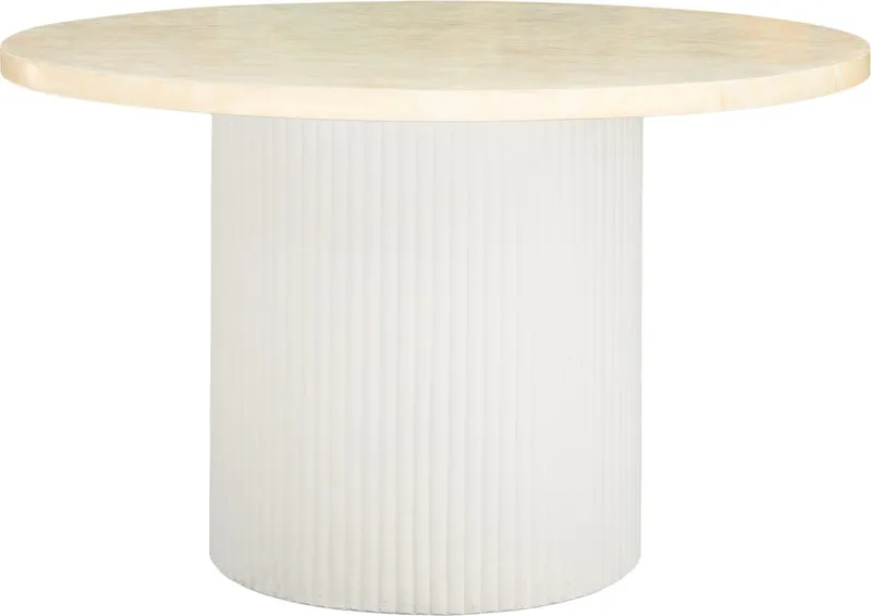 Runt matbord i travertin-look \| Ø122 cm \| Laxö