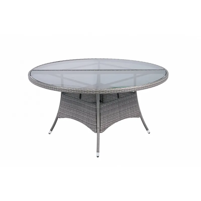 Runt utematbord med härdat glas | Ø150 cm | Tylösand grå — outl1.se