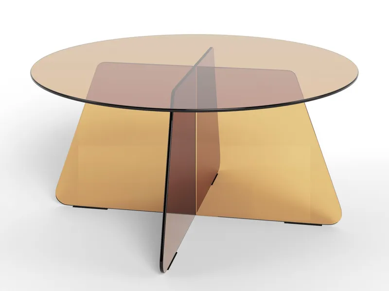 Ryvos Soffbord i Glas 80 cm Rund - Brun — Brun