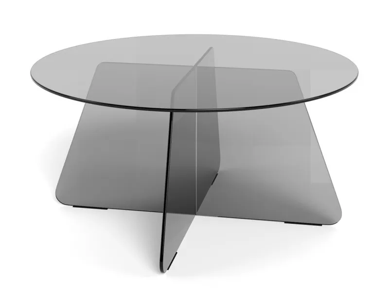 Ryvos Soffbord i Glas 80 cm Rund - Rökfärgad — Rökfärgad