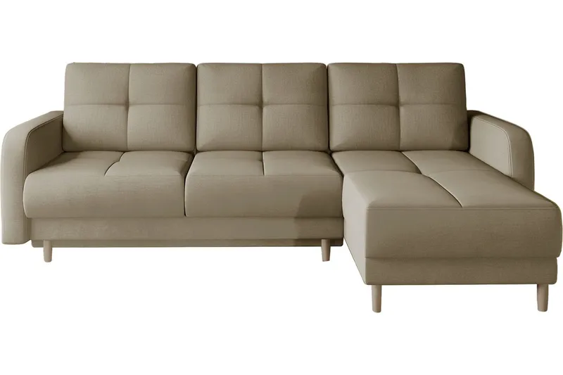 Saimon Bäddsoffa m. Divan med Förvaring 3-sits - Ljusbrun — Ljusbrun