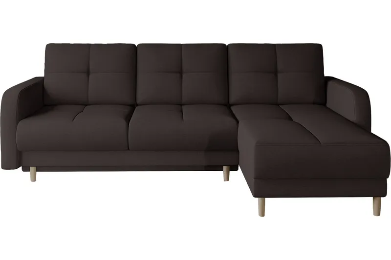 Saimon Bäddsoffa m. Divan med Förvaring 3-sits - Mörkbrun — Mörkbrun