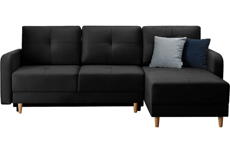 Saimon Bäddsoffa m. Divan med Förvaring 3-sits - Svart (Art.nr 1722279) — Svart