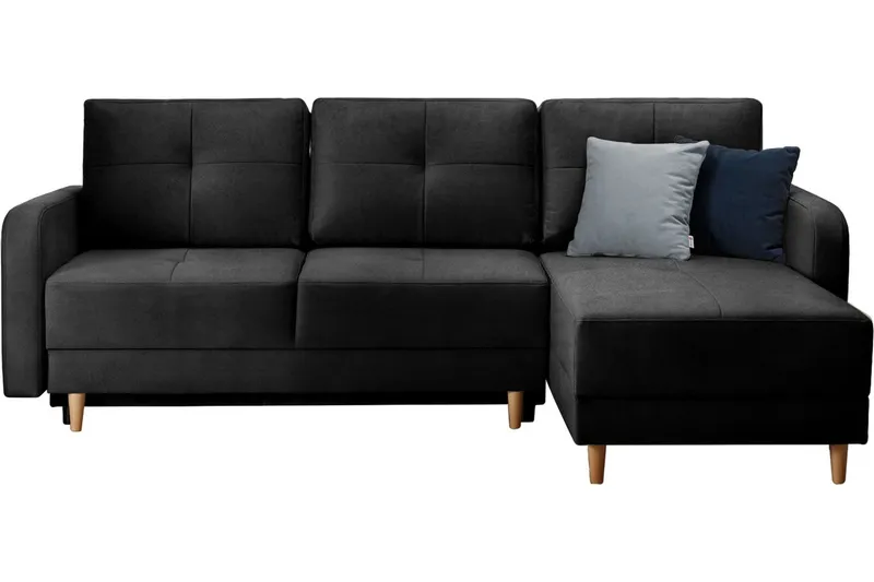 Saimon Bäddsoffa m. Divan med Förvaring 3-sits - Svart (Art.nr 1722236) — Svart