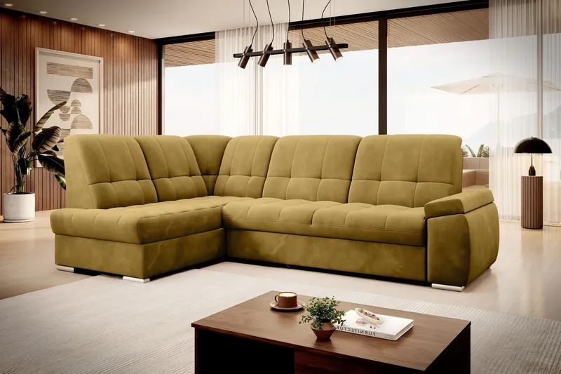 Sajana Bäddsoffa m. Schäslong 3-sits - Gul (Art.nr 1722520) — Gul