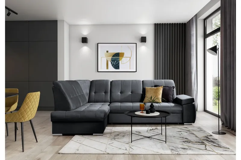 Sajana Bäddsoffa m. Schäslong 3-sits - Mörkgrå (Art.nr 1722509) — Mörkgrå