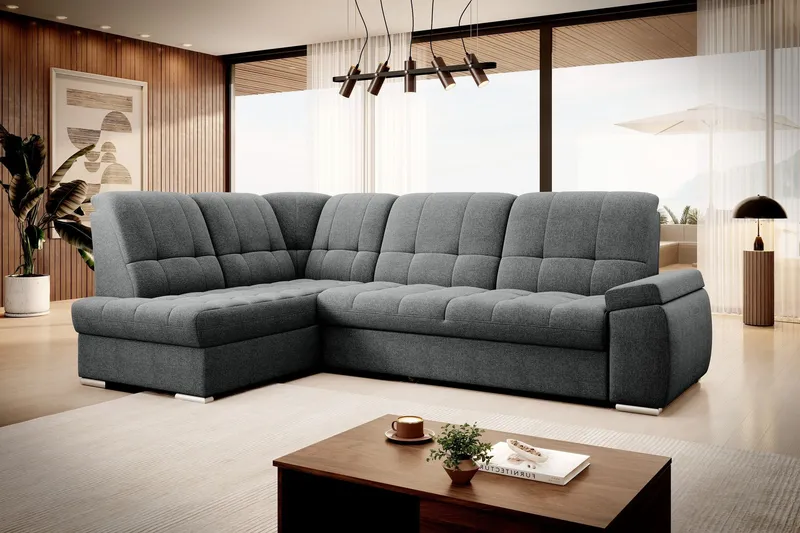 Sajana Bäddsoffa m. Schäslong 3-sits - Mörkgrå (Art.nr 1722490) — Mörkgrå