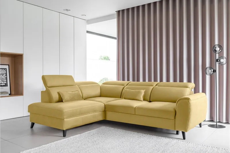 Sajda Bäddsoffa m. Schäslong 3-sits - Gul (Art.nr 1722472) — Gul