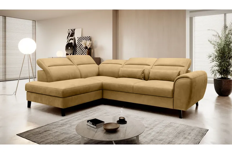 Sajda Bäddsoffa m. Schäslong 3-sits - Gul (Art.nr 1722475) — Gul