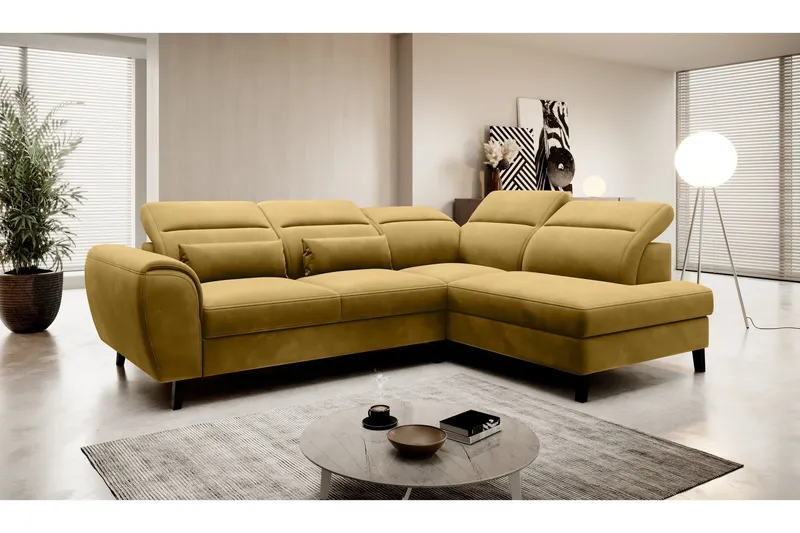 Sajda Bäddsoffa m. Schäslong 3-sits - Gul (Art.nr 1722374) — Gul
