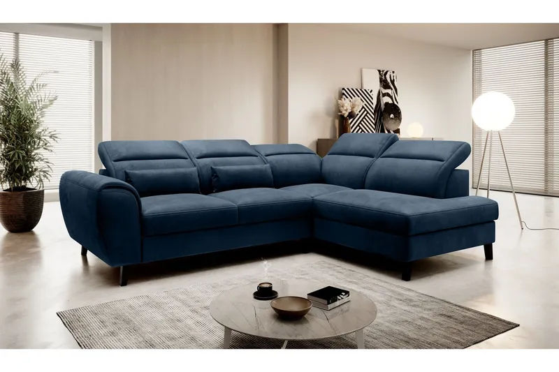 Sajda Bäddsoffa m. Schäslong 3-sits - Mörkblå (Art.nr 1722370) — Mörkblå