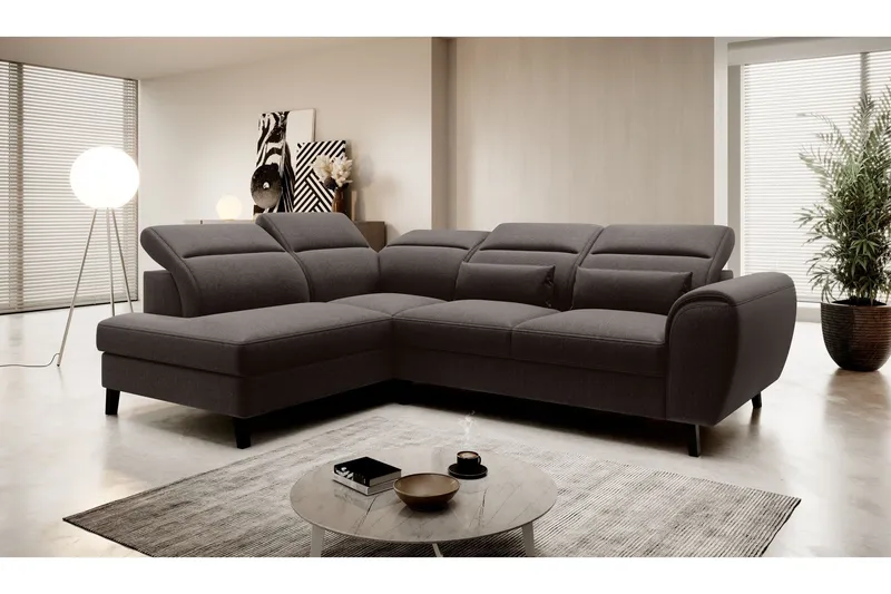 Sajda Bäddsoffa m. Schäslong 3-sits - Mörkbrun (Art.nr 1722433) — Mörkbrun