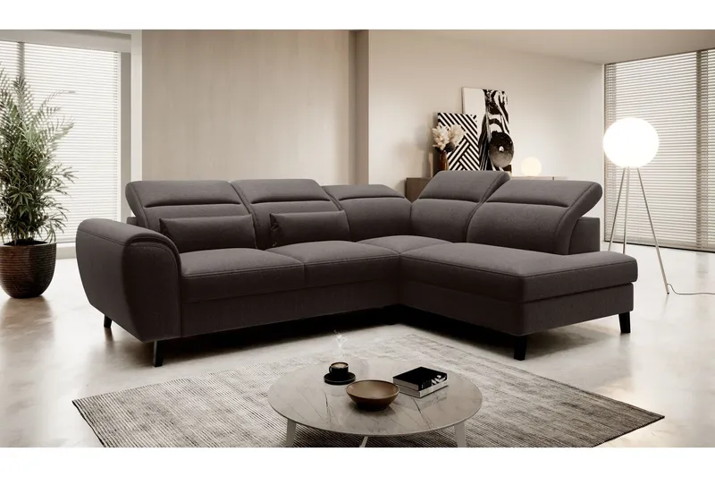 Sajda Bäddsoffa m. Schäslong 3-sits - Mörkbrun (Art.nr 1722332) — Mörkbrun