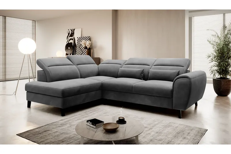 Sajda Bäddsoffa m. Schäslong 3-sits - Mörkgrå (Art.nr 1722407) — Mörkgrå