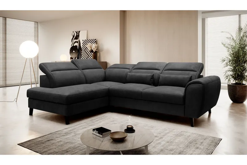 Sajda Bäddsoffa m. Schäslong 3-sits - Mörkgrå (Art.nr 1722409) — Mörkgrå