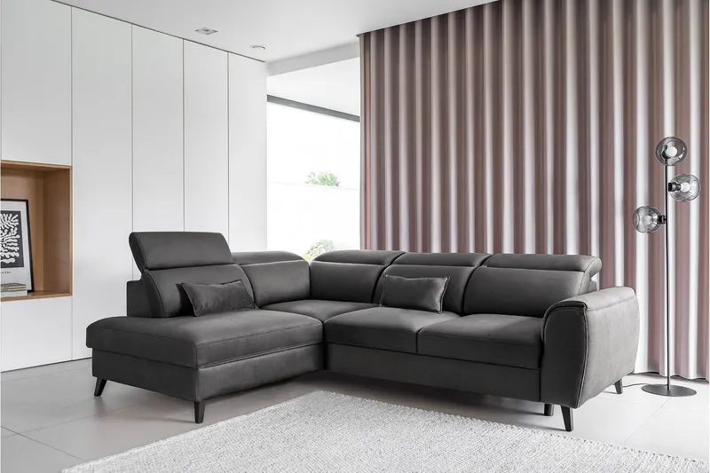 Sajda Bäddsoffa m. Schäslong 3-sits - Mörkgrå (Art.nr 1722411) — Mörkgrå
