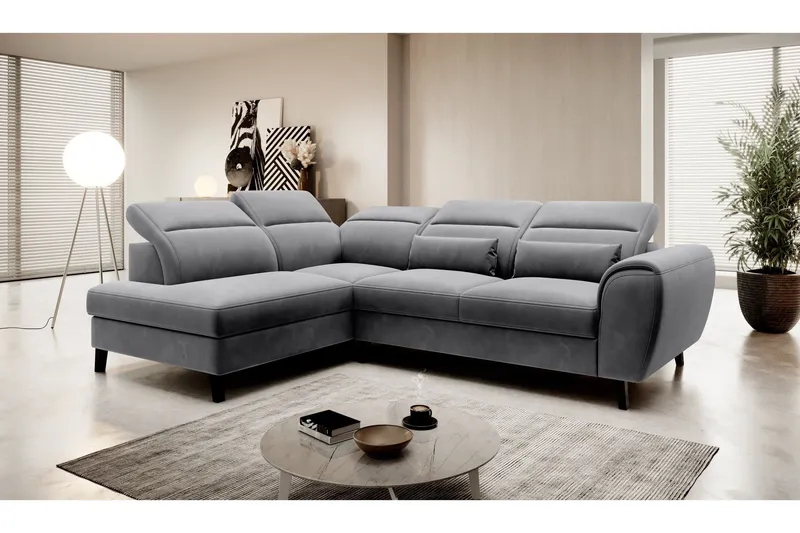 Sajda Bäddsoffa m. Schäslong 3-sits - Mörkgrå (Art.nr 1722413) — Mörkgrå