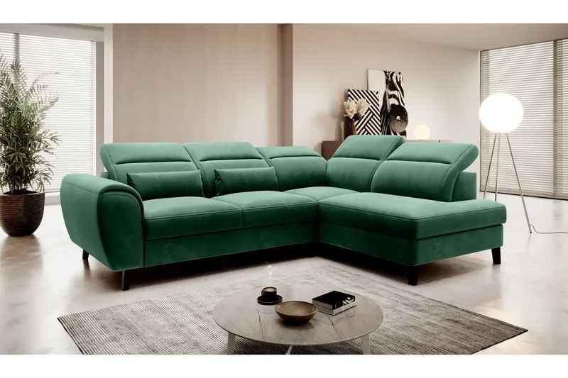 Sajda Bäddsoffa m. Schäslong 3-sits - Mörkgrön (Art.nr 1722363) — Mörkgrön