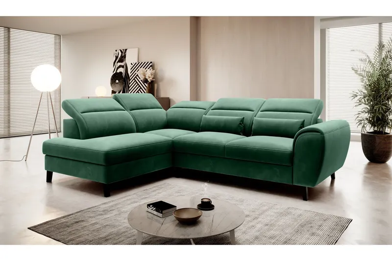 Sajda Bäddsoffa m. Schäslong 3-sits - Mörkgrön (Art.nr 1722450) — Mörkgrön