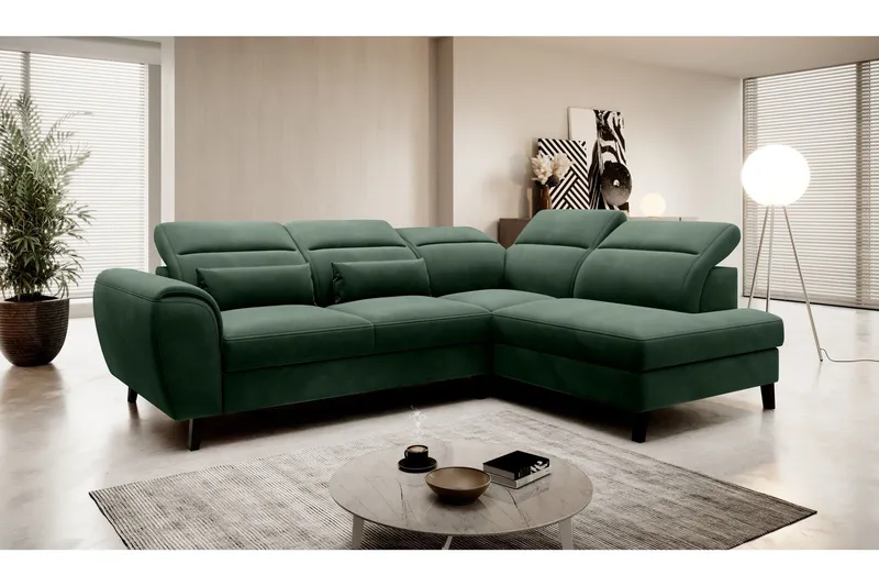 Sajda Bäddsoffa m. Schäslong 3-sits - Mörkgrön (Art.nr 1722360) — Mörkgrön
