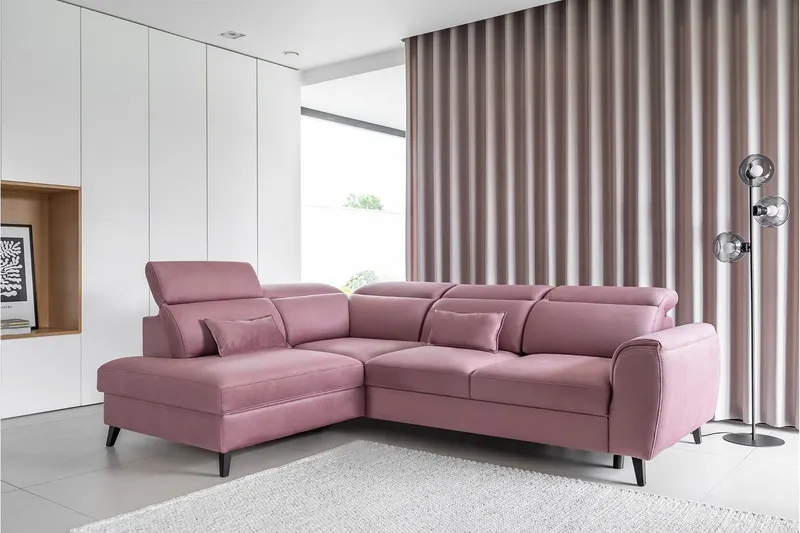 Sajda Bäddsoffa m. Schäslong 3-sits - Rosa (Art.nr 1722439) — Rosa