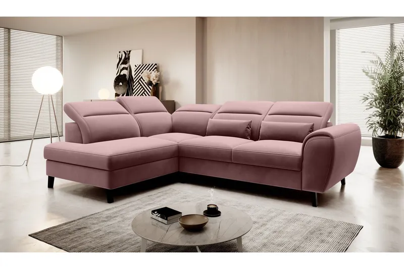 Sajda Bäddsoffa m. Schäslong 3-sits - Rosa (Art.nr 1722443) — Rosa