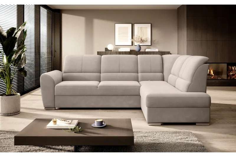 Sajmon Bäddsoffa m. Schäslong 3-sits - Beige (Art.nr 1722461) — Beige