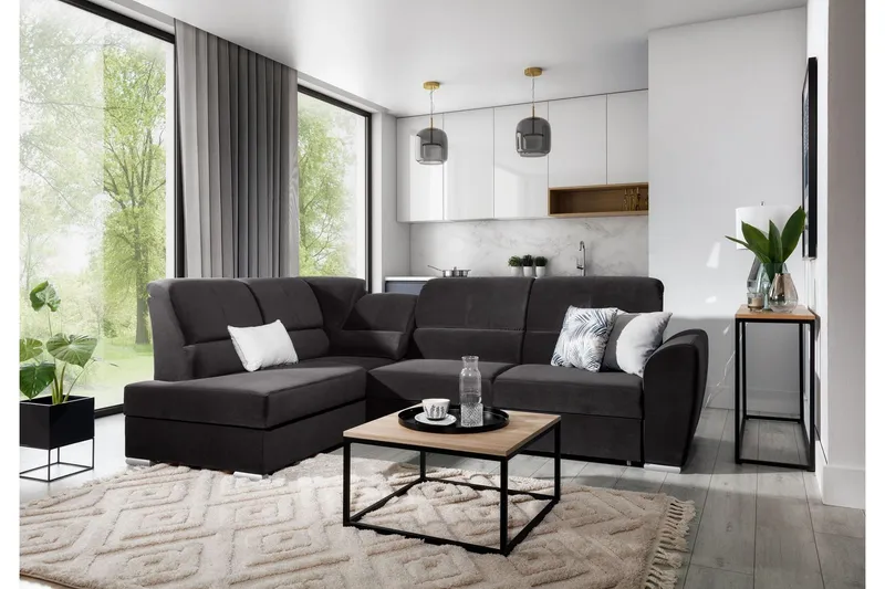Sajmon Bäddsoffa m. Schäslong 3-sits - Grå (Art.nr 1722378) — Grå