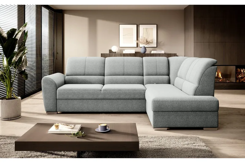 Sajmon Bäddsoffa m. Schäslong 3-sits - Grå (Art.nr 1722414) — Grå