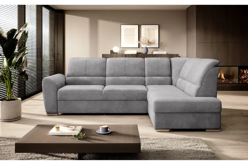 Sajmon Bäddsoffa m. Schäslong 3-sits - Grå (Art.nr 1722449) — Grå