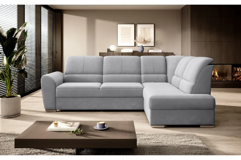 Sajmon Bäddsoffa m. Schäslong 3-sits - Grå (Art.nr 1722456) — Grå