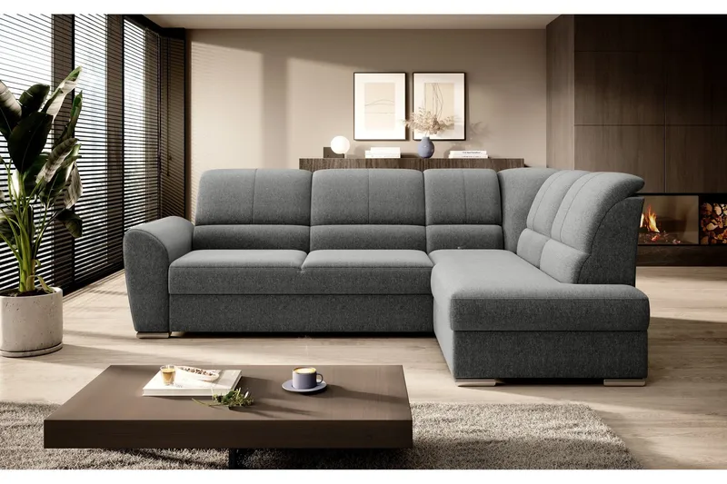 Sajmon Bäddsoffa m. Schäslong 3-sits - Grå (Art.nr 1722493) — Grå