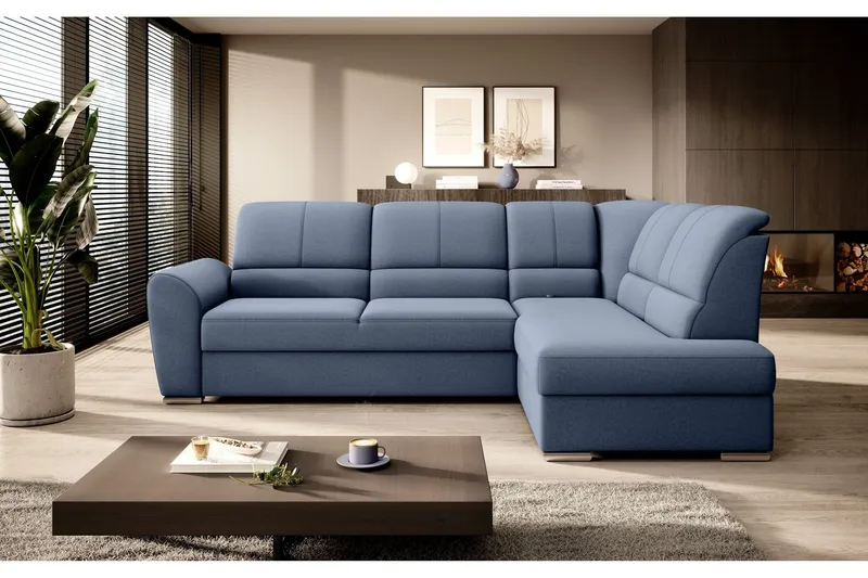 Sajmon Bäddsoffa m. Schäslong 3-sits - Mörkblå (Art.nr 1722457) — Mörkblå