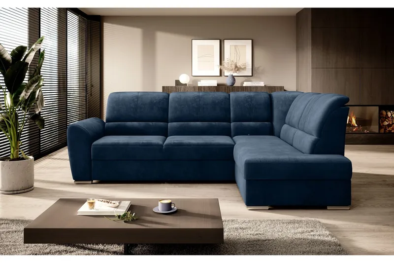 Sajmon Bäddsoffa m. Schäslong 3-sits - Mörkblå (Art.nr 1722459) — Mörkblå