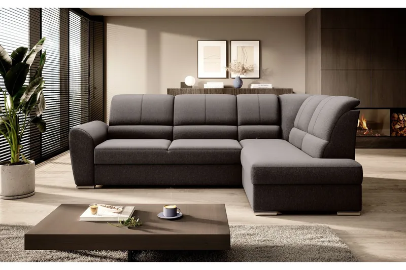 Sajmon Bäddsoffa m. Schäslong 3-sits - Mörkbrun (Art.nr 1722483) — Mörkbrun