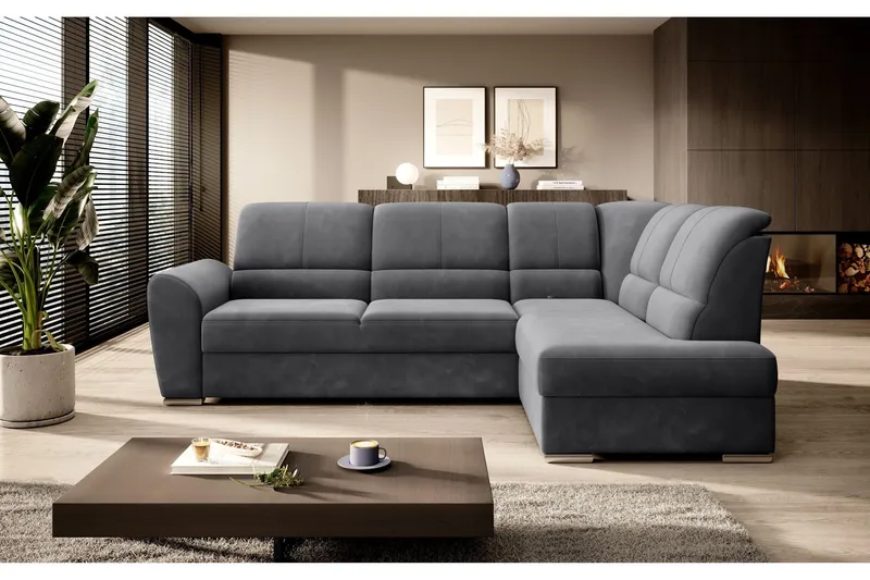 Sajmon Bäddsoffa m. Schäslong 3-sits - Mörkgrå (Art.nr 1722462) — Mörkgrå