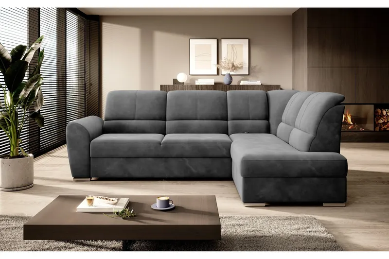 Sajmon Bäddsoffa m. Schäslong 3-sits - Mörkgrå (Art.nr 1722467) — Mörkgrå
