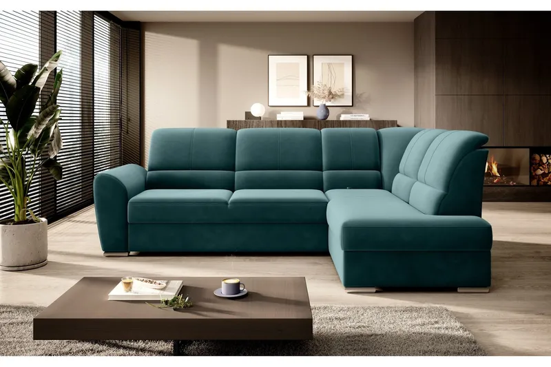 Sajmon Bäddsoffa m. Schäslong 3-sits - Mörkgrön (Art.nr 1722432) — Mörkgrön