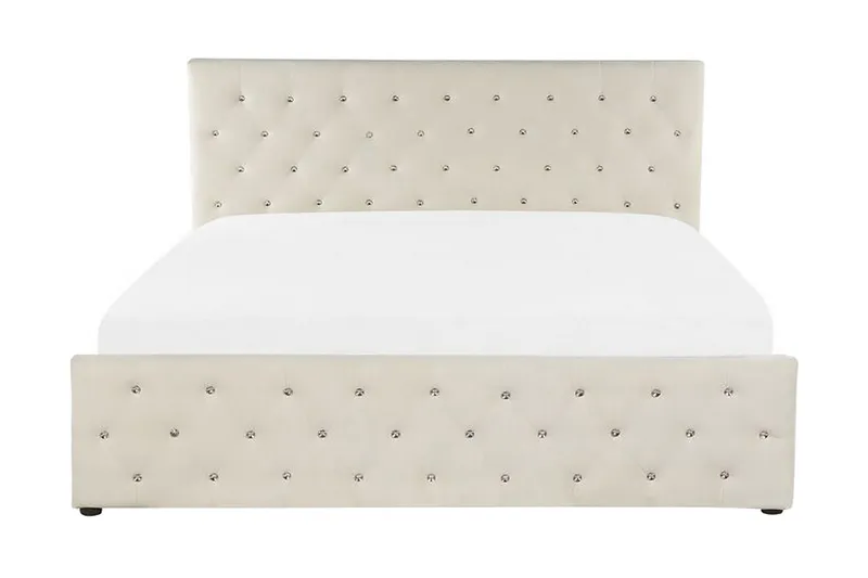 Saleux Förvaringssäng 160x200 cm - Sammet/Beige — Sammet/Beige