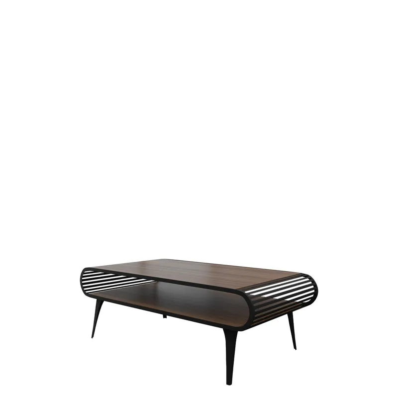 Salvaris Soffbord 120 cm - Svart med brun bordsskiva — Svart med brun bordsskiva