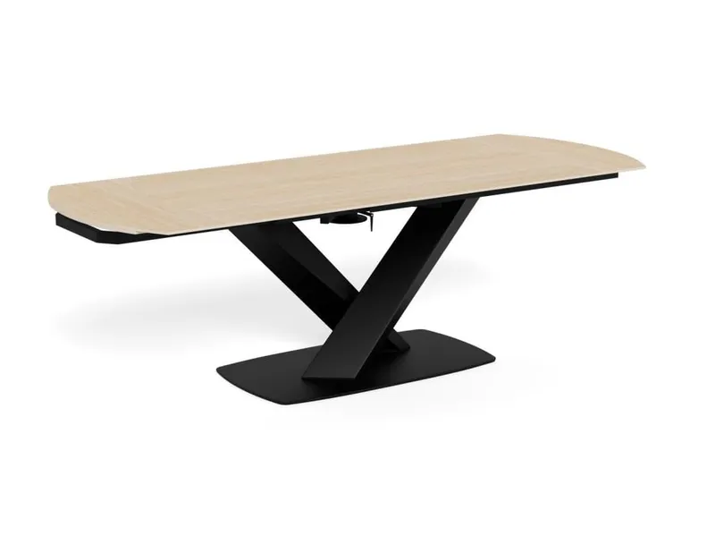 Salvas Förlängningsbart Matbord 160-240 cm Oval - Sandfärgad Topp; Svart Bas — Sandfärgad Topp; Svart Bas