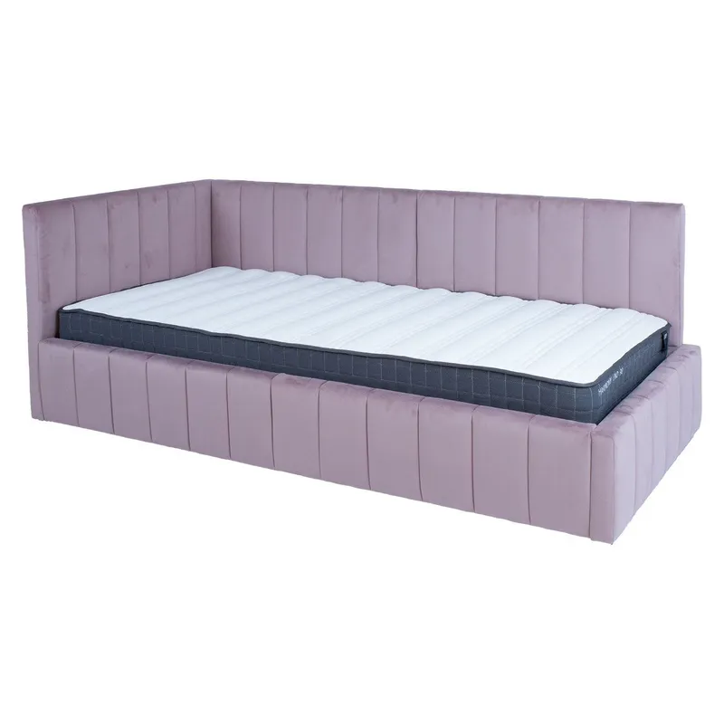 Säng Jasper 90x200 cm med madrass Harmony Uno 180x40xh76 cm, Ek - mauverosa — mauverosa